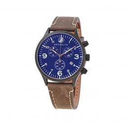 Mens Bedford Brownstone II Chronograph Leather Blue Dial