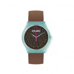 Unisex Glitter Leatherette Charcoal Dial
