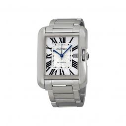 Mens Tank Anglaise 18kt White Gold Silver Dial