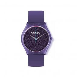 Unisex Glitter Leatherette Purple Dial
