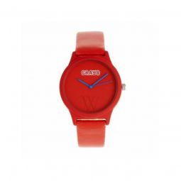 Unisex Splat Leatherette Red Dial