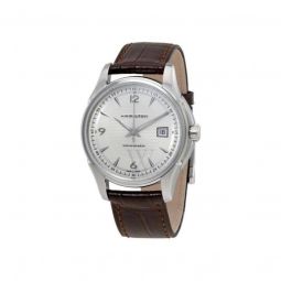 Mens Jazzmaster Brown Leather Silver Guilloche Dial