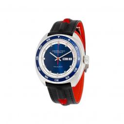 Mens Pan Europ Day-Date Black Leather Navy Blue Dial