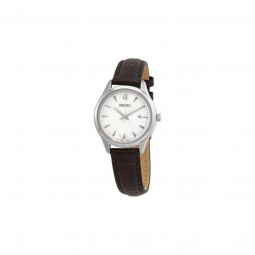 Women's Essentials Leather Silver Dial Watch