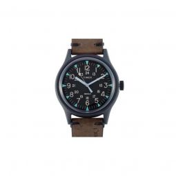 Men's MK1 Leather Black Dial Watch