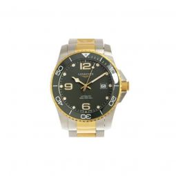 Men's Hydro Conquest 18kt Yellow Gold and Stainless Steel Green Dial Watch