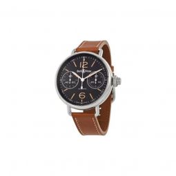 Men's Chronograph (Calfskin) Leather Black Dial Watch