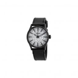 Men's Sentry Leather White Crackle Dial Watch
