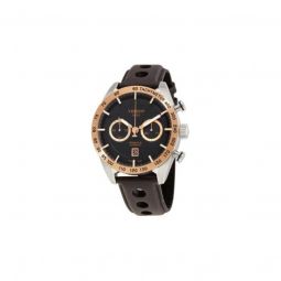 Men's PRS 516 Chronograph Leather Black Dial Watch