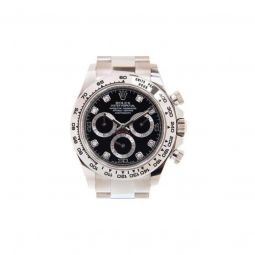 Men's Daytona Chronograph 18kt White Gold Oyster Black Dial Watch
