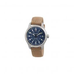 Men's Khaki Field Leather Blue Dial Watch