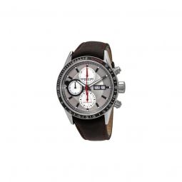 Men's Freelancer Chronograph (Calfskin) Leather Silver Dial Watch