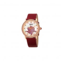 Women's Red Genuine Leather Mother of Pearl Dial