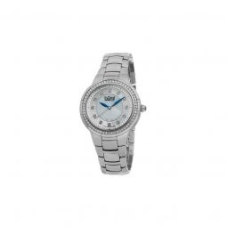Women's Diamond Stainless Steel White Mother of Pearl Dial SS