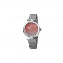 Women's Stainless Steel Mesh Silver and Pink Dial