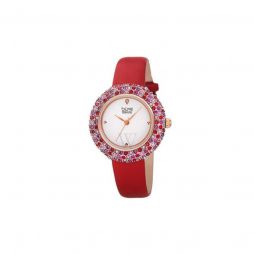 Women's Satin Over Leather Silver Tone Dial