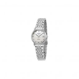 Women's Elegant Stainless Steel White Mother of Pearl Dial