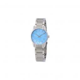 Women's City Stainless Steel Blue Mother of Pearl Dial Watch