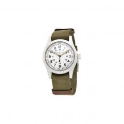 Men's Khaki Field Mechanical Textile White Dial Watch