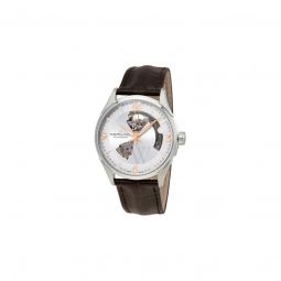 Men's Jazzmaster Open Heart Leather Silver Dial