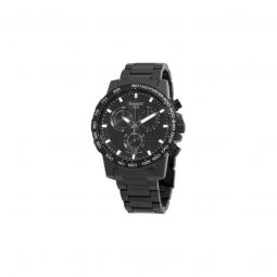 Men's T-Sport Chronograph Stainless Steel Black Dial Watch