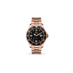 Men's ICE steel - Rose-gold - Large - 3H Stainless Steel Black Dial Watch