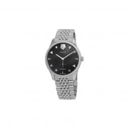 Men's G-Timeless Stainless Steel Black Dial Watch