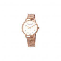 Women's Even Stainless Steel Mesh White Dial Watch