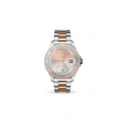 Women's ICE steel - Silver sunset rose-gold - Medium - 3H Stainless Steel Silver,Pink Dial Watch