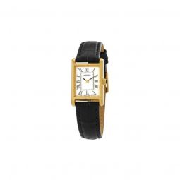 Seiko Women's Quartz White Dial Black Leather Watch SWR054