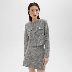 Cropped Military Jacket in Cotton Tweed