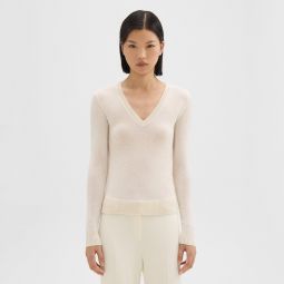 V-Neck Sweater in Feather Cashmere