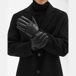 Ribbed Cuff Gloves in Leather