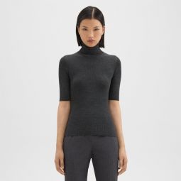 Leenda Short-Sleeve Turtleneck in Regal Wool