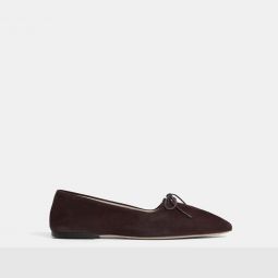 Pleated Ballet Flat in Suede