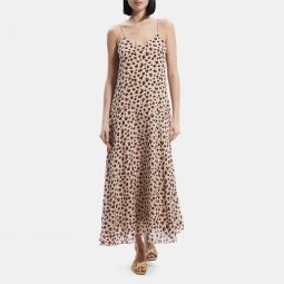 Asymmetrical Slip Dress in Leopard Print Silk