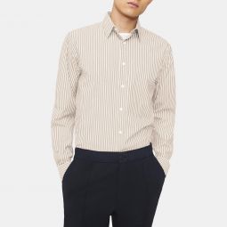Standard-Fit Shirt in Striped Stretch Cotton