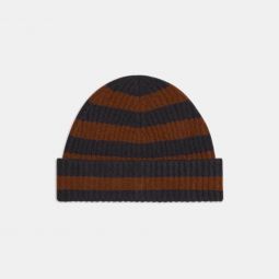 Striped Beanie in Ribbed Wool