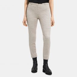 Cropped Slim Pant in Plaid Viscose-Blend Jersey
