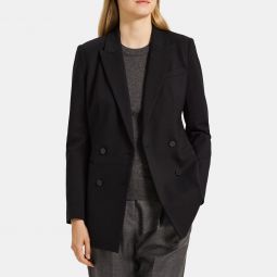 Double-Breasted Blazer in Stretch Knit Ponte