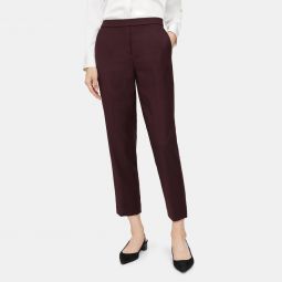Slim Cropped Pull-On Pant in Wool Flannel