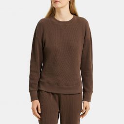 Easy Crewneck Sweatshirt in Waffle Knit Cotton