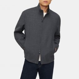 Stand-Collar Jacket in Bonded Wool-Blend