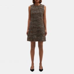 Asymmetrical Shift Dress in Wool-Blend Tweed