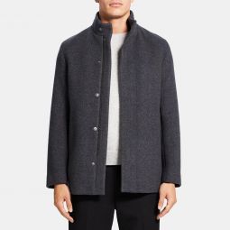 Stand Collar Coat in Recycled Wool Melton
