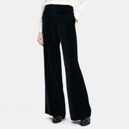 Flared Low-Waist Pant in Stretch Velvet