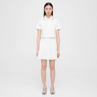Pleated Mini Skirt in Cotton-Blend Pique