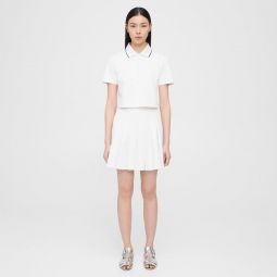 Pleated Mini Skirt in Cotton-Blend Pique