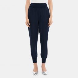 Cropped Jogger Pant in Viscose-Blend Pique