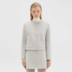 Cropped Jacket in Checked Double-Face Wool